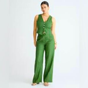 NWT - J. crew wide pants essential linen in Green size 10